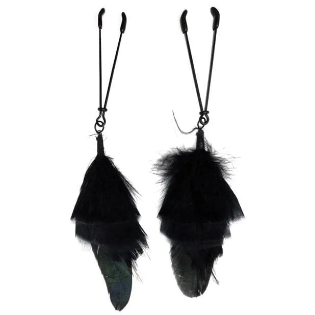 Bijoux de Nip - Feather With Tweezer Nipple Clamps (Black)