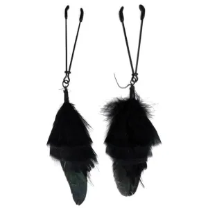 Bijoux de Nip - Feather With Tweezer Nipple Clamps (Black)