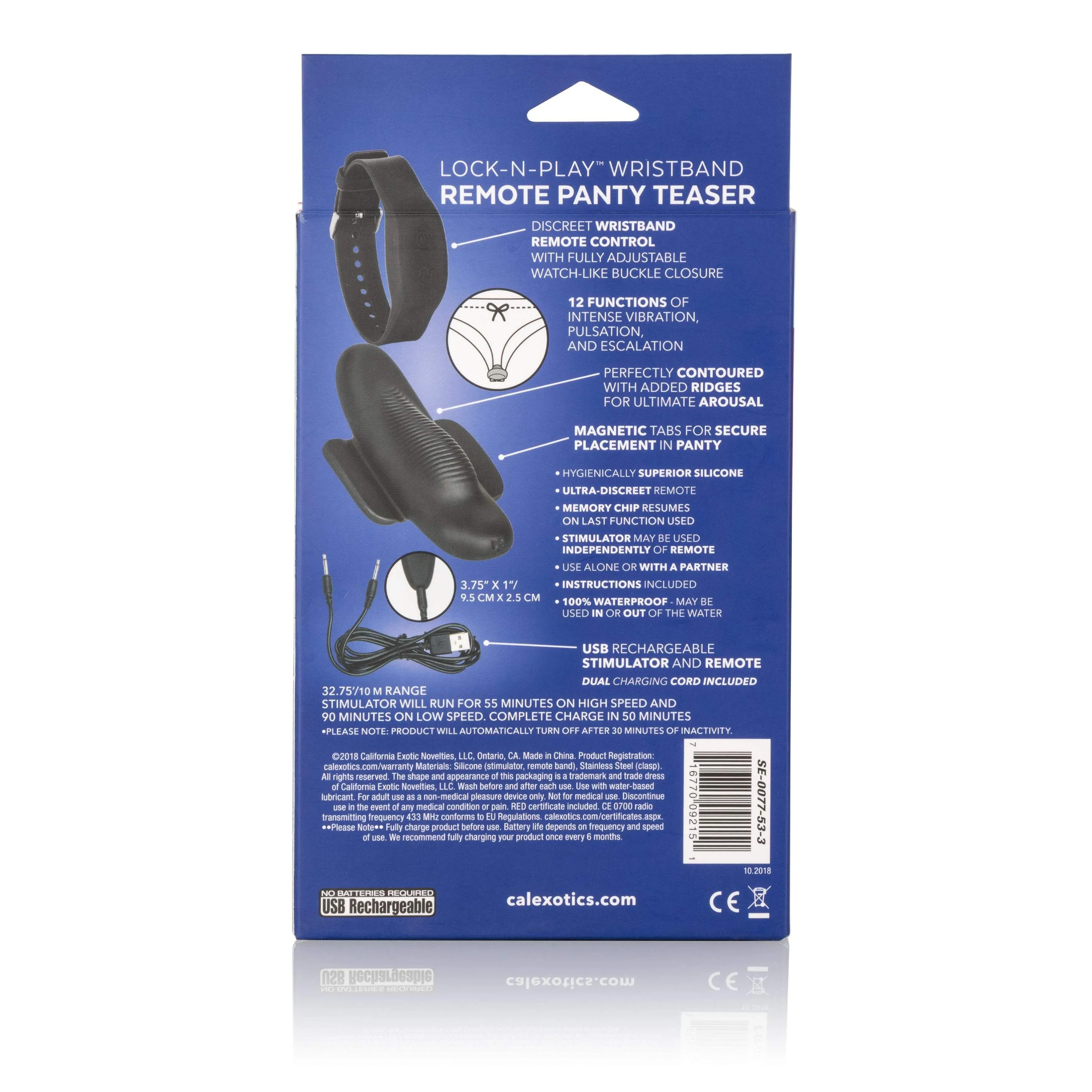 California Exotics - Lock N Play Wristband Remote Panty Vibrator (Black)