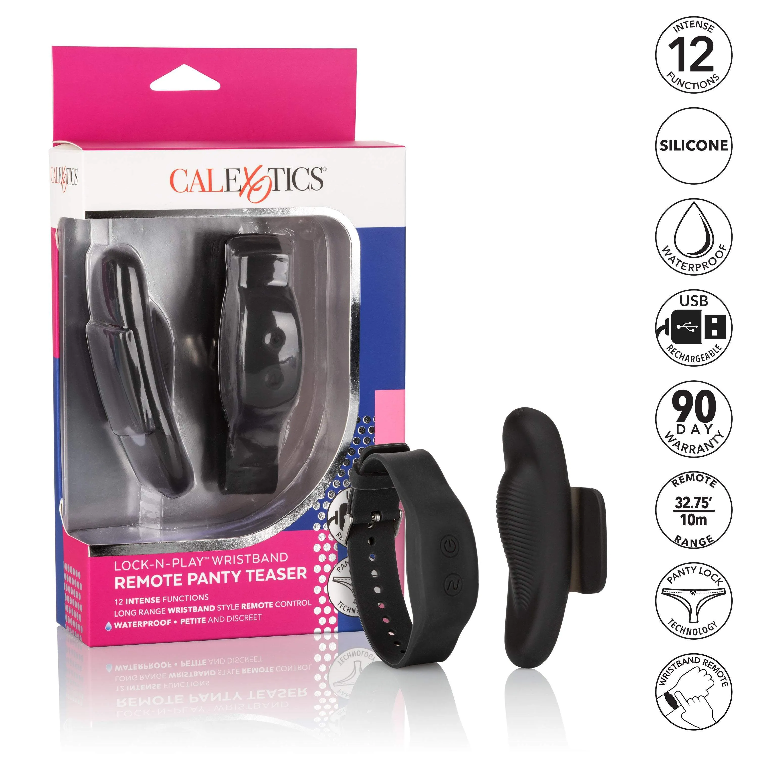 California Exotics - Lock N Play Wristband Remote Panty Vibrator (Black)