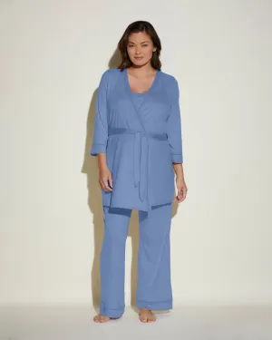 Conjunto De Pijama Para Lactancia De 3 Piezas Con Bata