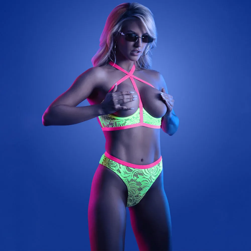 Fantasy Lingerie Glow Persuasive Open Cup Lace Bra & Panty