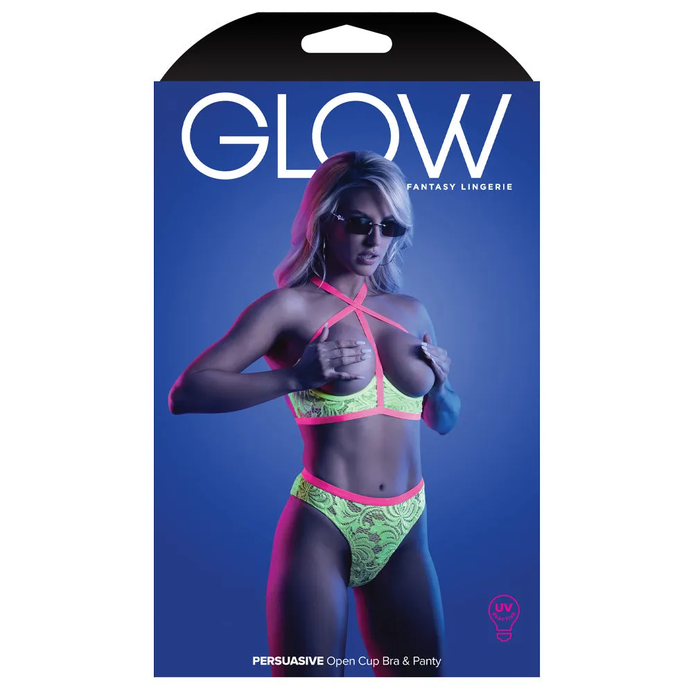 Fantasy Lingerie Glow Persuasive Open Cup Lace Bra & Panty