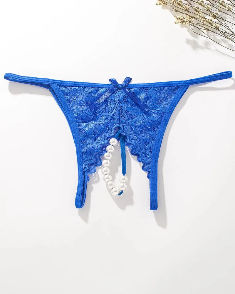 Lace Pearl G-String Low Rise T-Back Thongs
