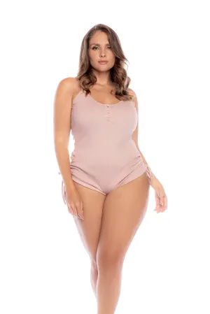 Mapale Lounge Plus Size French For Love Sleep Romper Rose