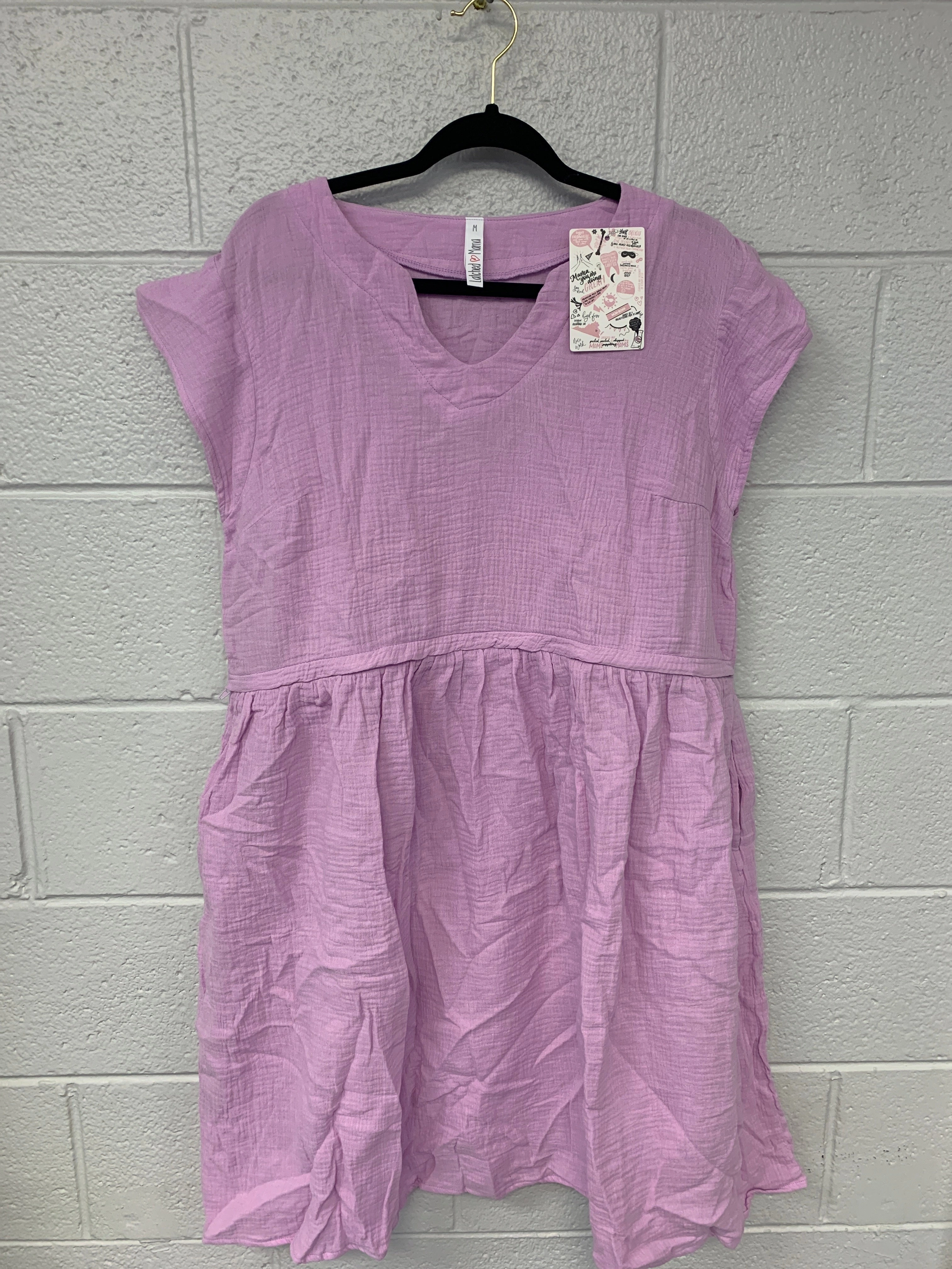 Outlet 7176 - Latched Mama Coastline Cotton Zip Nursing Dress - Wisteria - Medium
