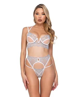 Roma Confidential Snow Queen Pom Pom Bra Set Snowflakes Sequins